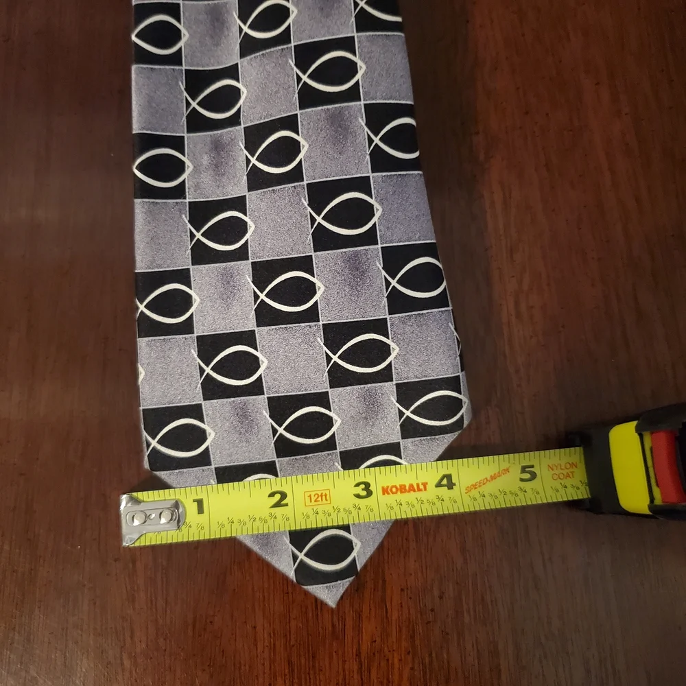 Sunday School- Black and Gray Christian Fish Tie